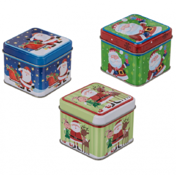 Plechová dóza krychlička, 3 ks - Christmas