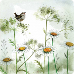 Podložka Wren and Daisies, 10*10 cm