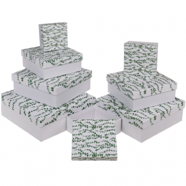 Krabice dárkové Eukalyptus - set 8 ks