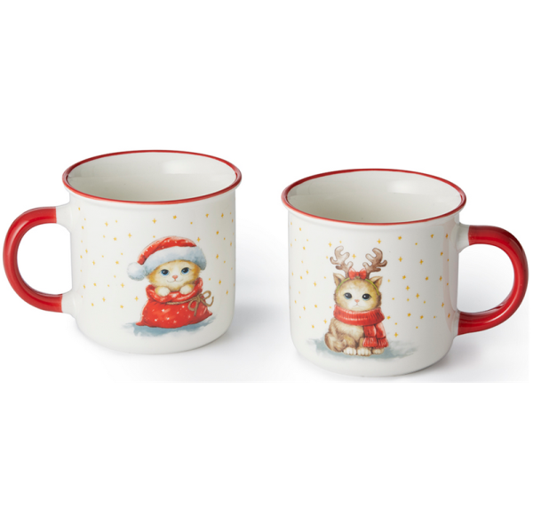 Porcelánový hrnek 0,35 l, 2 ks - Vánoční kočky