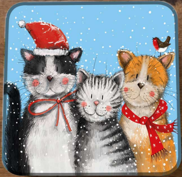 Čtvercová dóza 14*14 cm - Festive Cats - Alex Clark