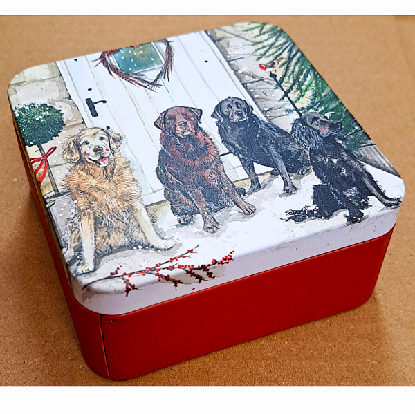 Čtvercová dóza 9*9 cm - Xmas Dogs - Alex Clark