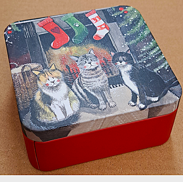 Čtvercová dóza 9*9 cm - Xmas Cats - Alex Clark