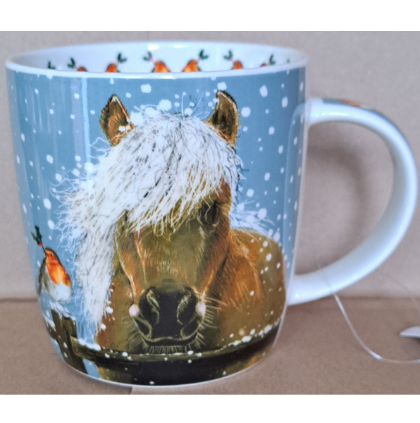 Porcelánový hrnek 0,4 l - Horse & Robin - Alex Clark