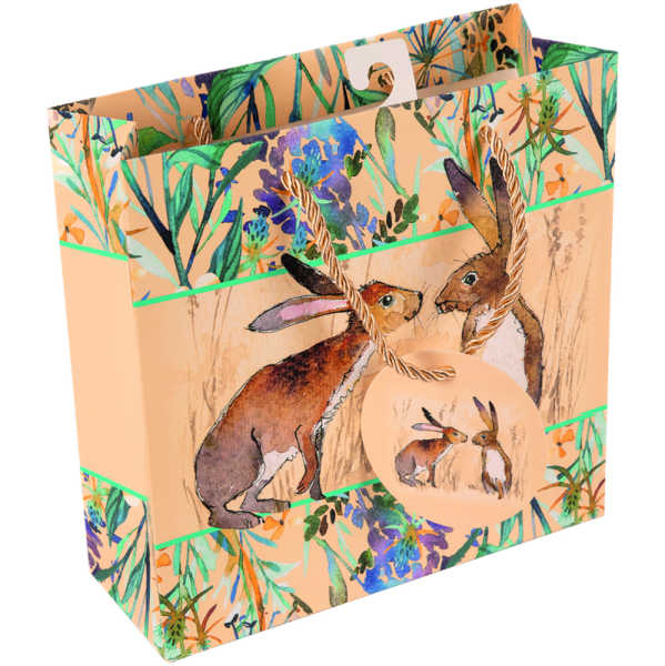 Střední papírová taška - Kissing Hares
