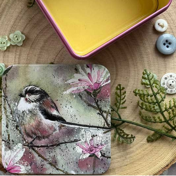 Plechová dóza - Long Tailed Tit - Alex Clark