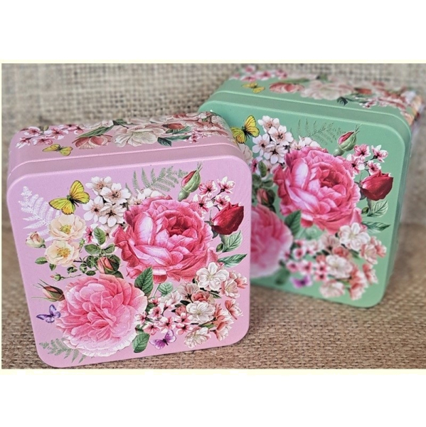 Čtvercová dóza 9x9x3,5 cm, 2 ks - Flora