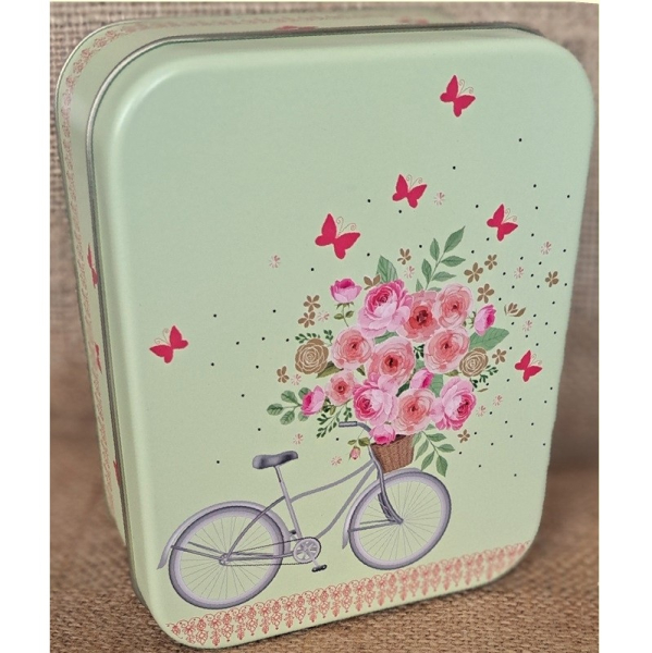 Obdélníková dóza 15x12x6 cm - Flower bike