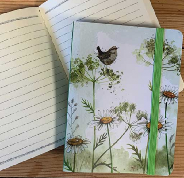 Zápisník s gumičkou A6 - Wren and Daisies - Alex Clark