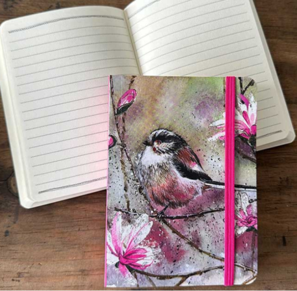 Zápisník s gumičkou A6 - Long tailed tit - Alex Clark