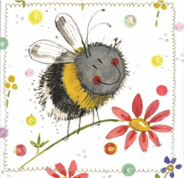 Přání s obálkou - Bee and pink daisy - Alex Clark