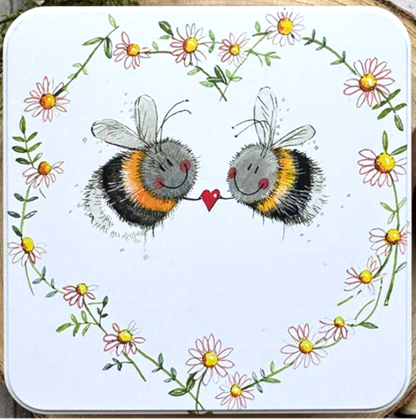 Čtvercová dóza 14x14 cm - Bees and heart - Alex Clark