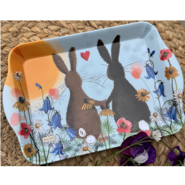 Melaminový tácek - Rabbit and wildflower - Alex Clark