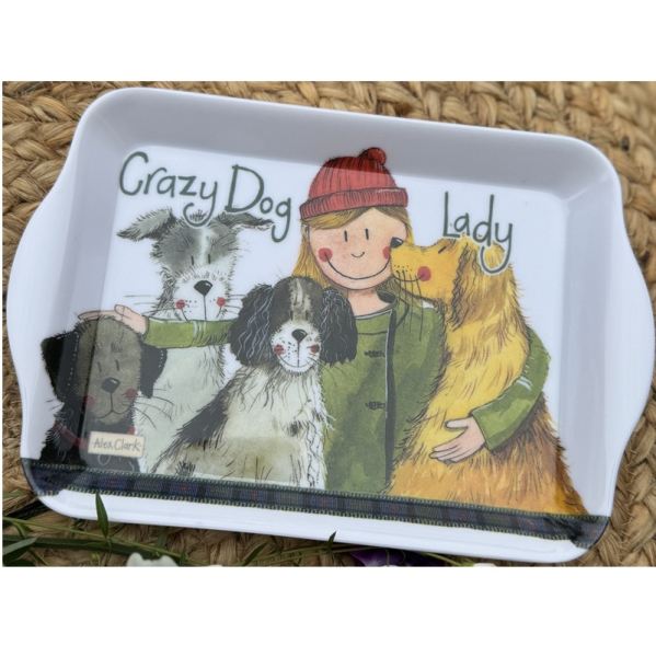 Melaminový tácek - Crazy dog lady - Alex Clark